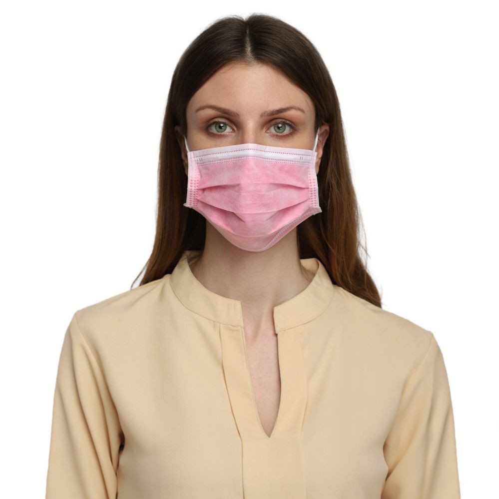 SAAVI URGICALS™ 4 Ply Surgical Face Mask with Melt Blown Layer, BFE & PFE> 99%, ISO, CE, FDA Certified, SITRA Approved Disposable Surgical Masks with Adjustable Nose Pin (Cherry Pink)