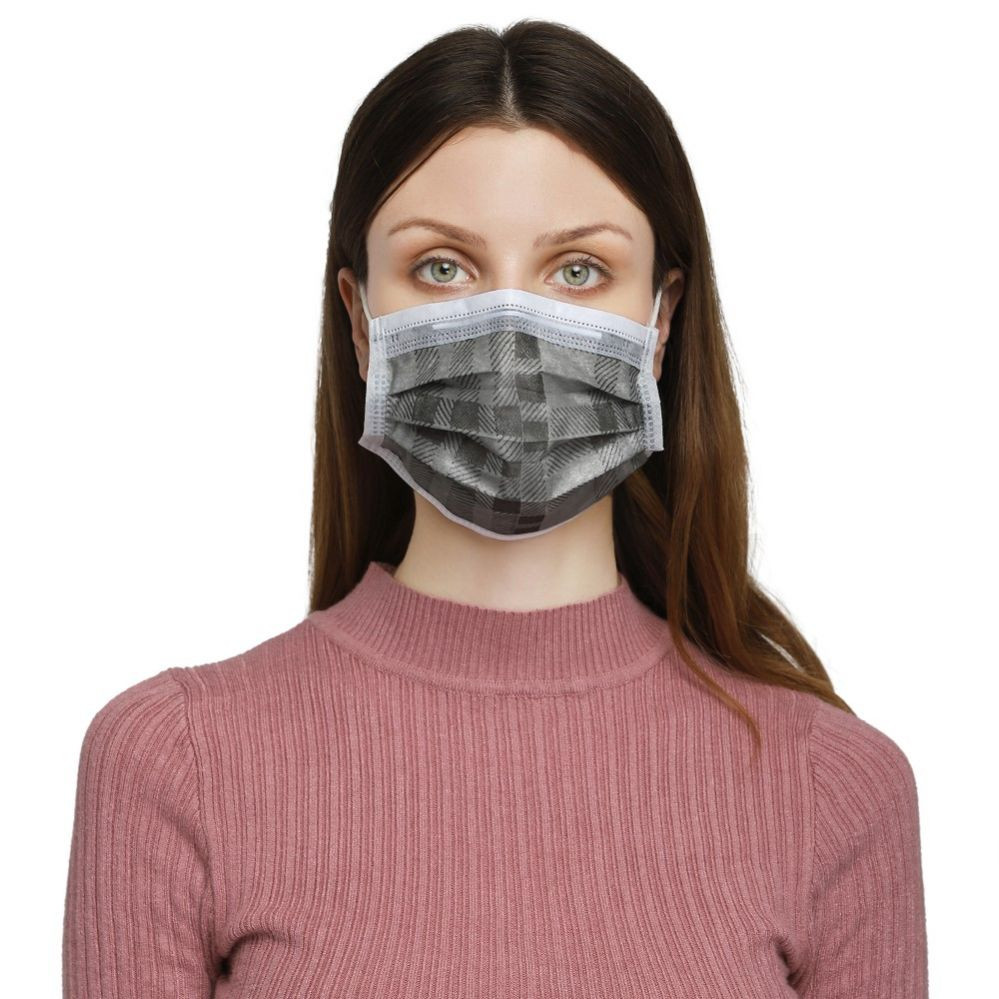 SAAVI URGICALS™ 4 Ply Surgical Face Mask with Melt Blown Layer, BFE & PFE> 99%, ISO, CE, FDA Certified, SITRA Approved Disposable Surgical Masks with Adjustable Nose Pin (London Checks)