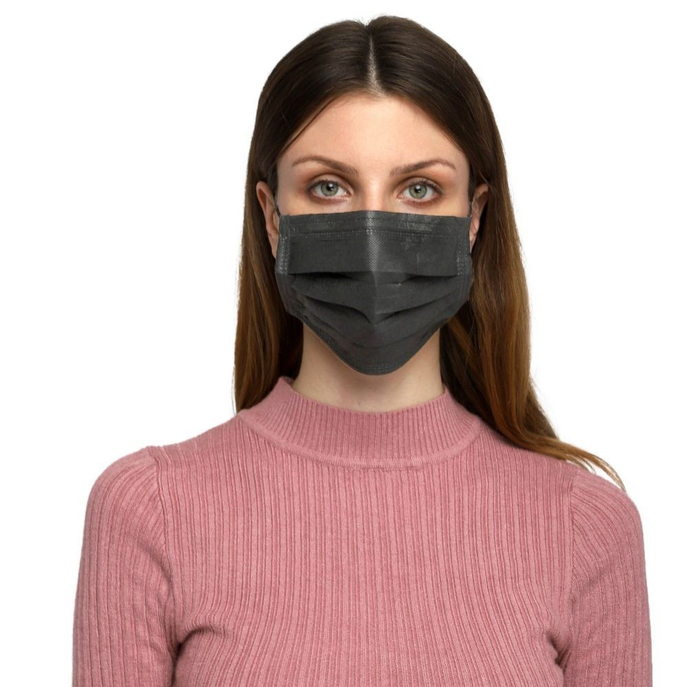 SAAVI URGICALS™ 4 Ply Surgical Face Mask with Melt Blown Layer, BFE & PFE> 99%, ISO, CE, FDA Certified, SITRA Approved Disposable Surgical Masks with Adjustable Nose Pin (Midnight Black)