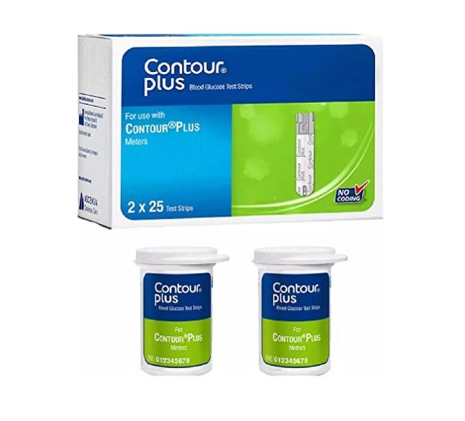 Contour Plus Blood Glucose Test Strips (Multicolor) - Pack of 50 Strips