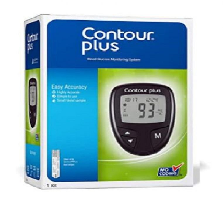 Contour Plus Blood Glucose Monitoring System Glucometer With 20 Free Blood Glucose Test Strips (Multicolor)